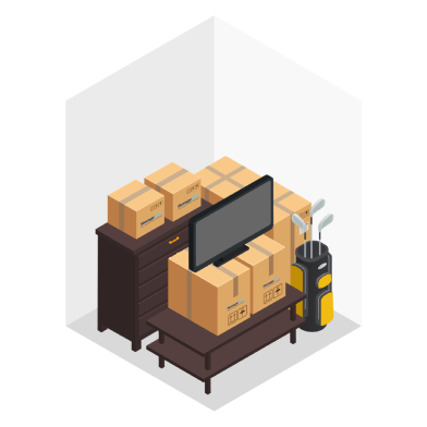 Illustration of what fits in a 5' × 5' storage unit